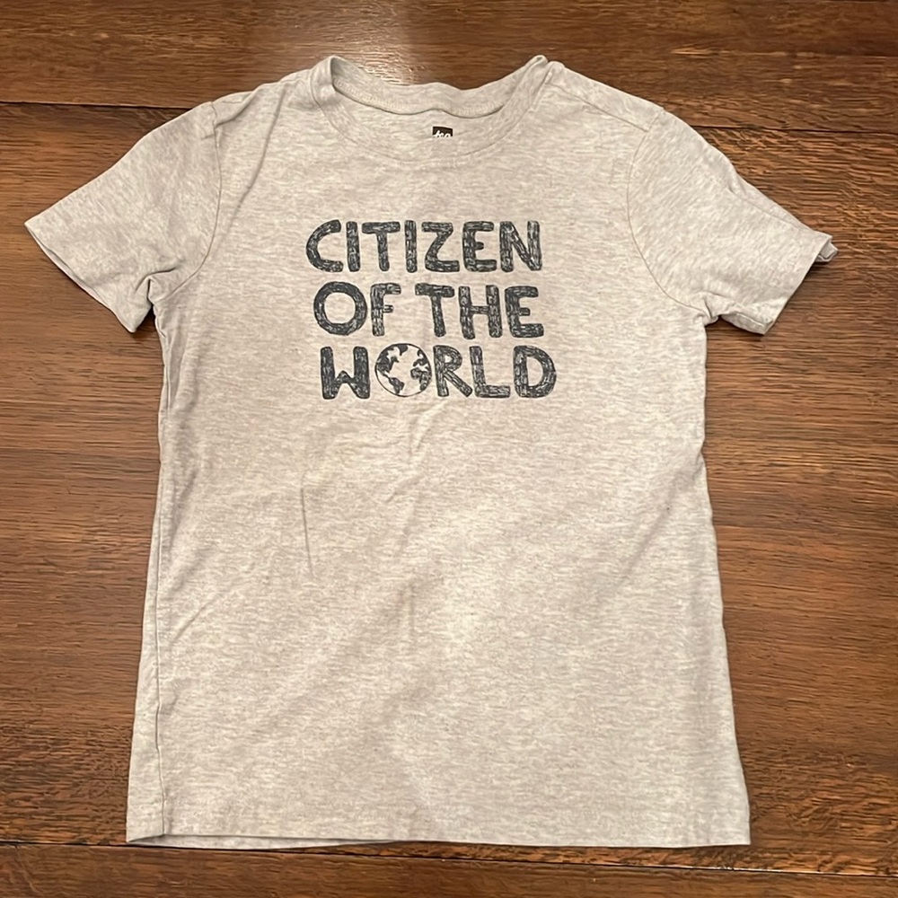 Boys Tea Collection citizen of the world shirt. Size 8